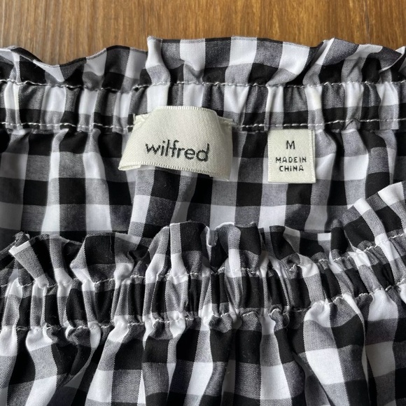 Wilfred Aritzia Crop Top Medium Garance Black White Gingham Off shoulder Blouse - Picture 5 of 10